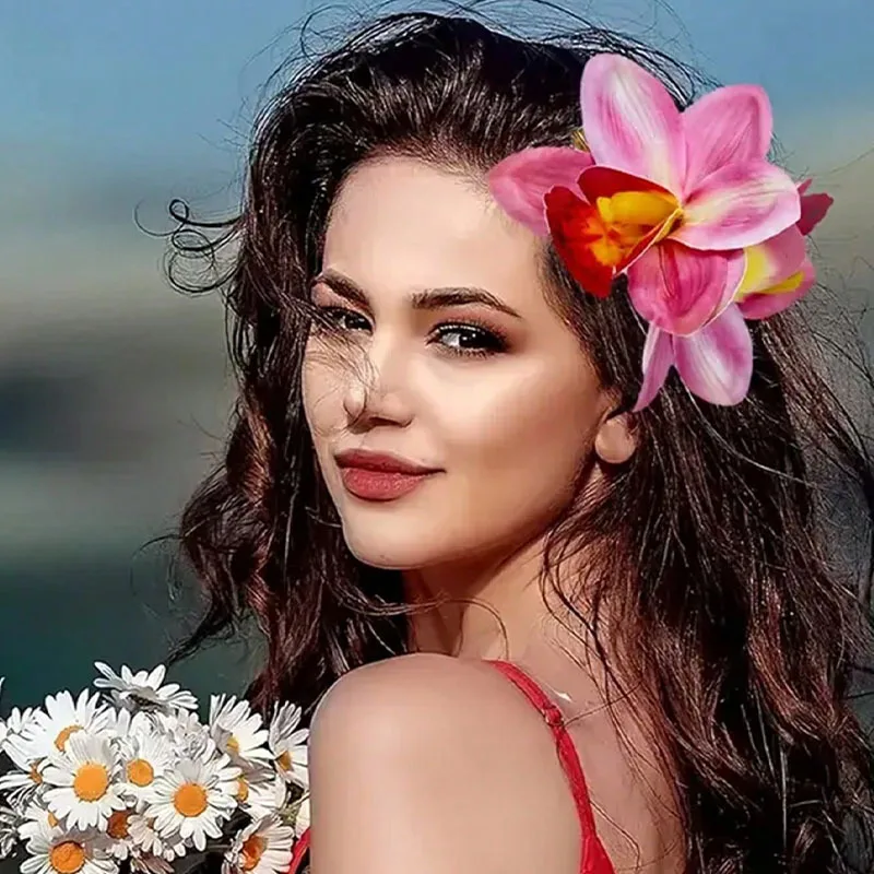 

Летняя заколка для волос с цветком для девочек, 2 шт./компл., аксессуары для волос в гавайском стиле для женщин, заколки для волос для горячих девушек