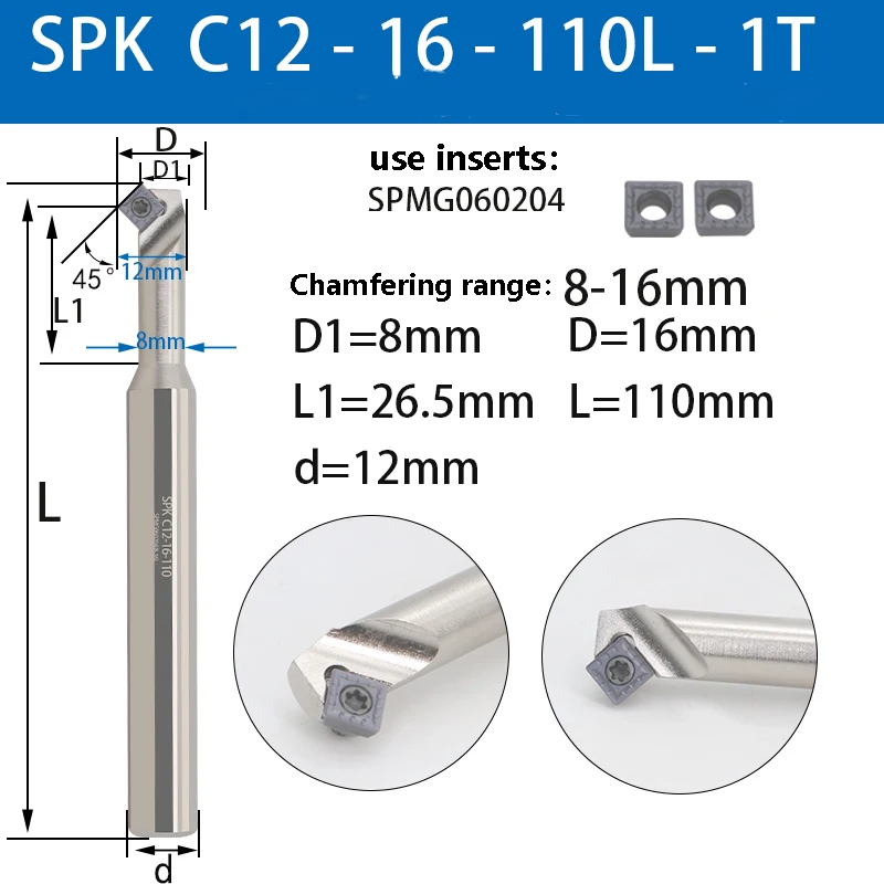 Imagem -04 - Além de Spk C1216-110 C1623-120 C20-25-130 Fresa Chanfradura Faca Ferramentas Uso Inserções de Carboneto Sekt Seht Spmg Endmill