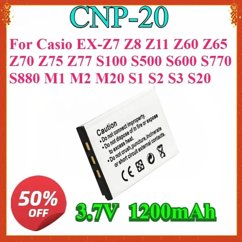 

For Casio EX-Z7 Z8 Z11 Z60 Z65 Z70 Z75 Z77 S100 S500 S600 S770 S880 M1 M2 M20 S1 S2 S3 S20 NP 20 New CNP-20 CNP20 NP20 Battery