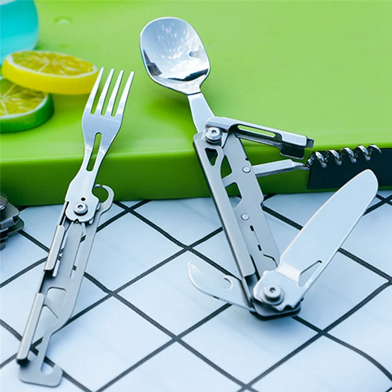 

-ABLP Essential Outdoor Camping Tableware - Portable Cutlery Set With Multifunctional Tools