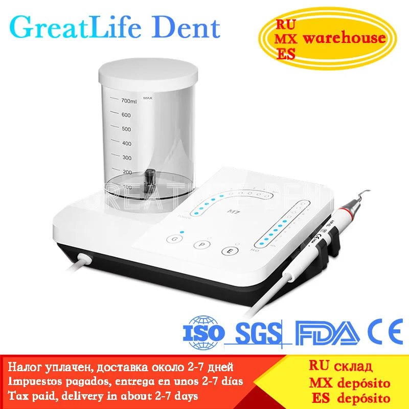 Greatlife Dent Dental Ultrasonic Piezo 7+ Scaler Endo Scaling Teeth LED Water Bottle Periodontics Detachable Maxpiezo 7 Plus