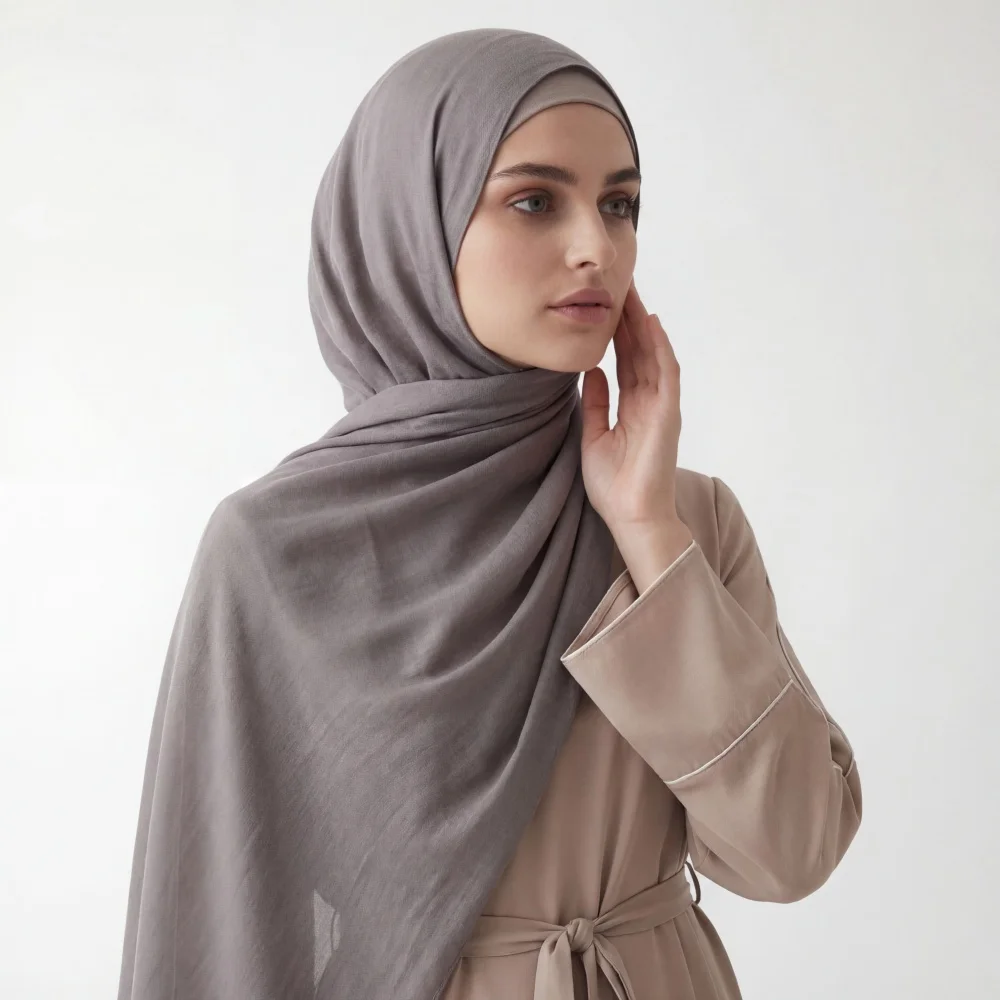 Hot Sale Plain Modal Cotton Hijab Shawl Breathable Solid Soft Wrap Headscarf Muffler Daily Foulard Muslim Scarf