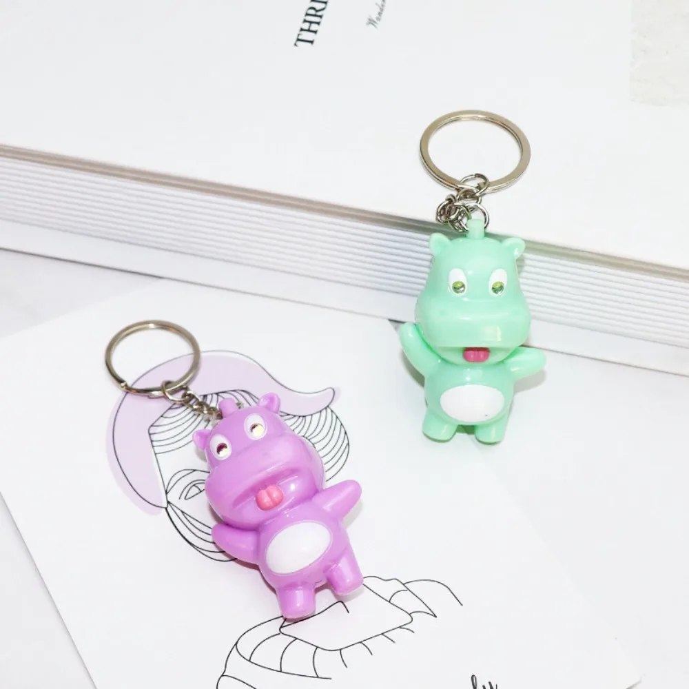 Bag Charm Mini Moo Deng Key Ring Luminiferous Waterproof Bouncing Pig Mu Dang Doll Plastic Anti-loss Dwarf Hippo Pendant Daily