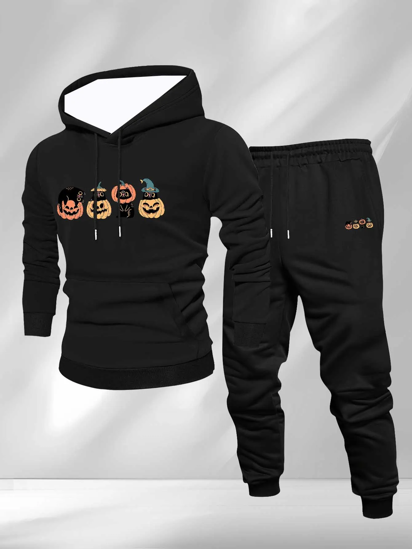 

2025Autumn and Winter New Y2K Sports Set Hoodie Christmas Printed Men's Fashion Oversized Daily Comfortable Street Two Piece Set