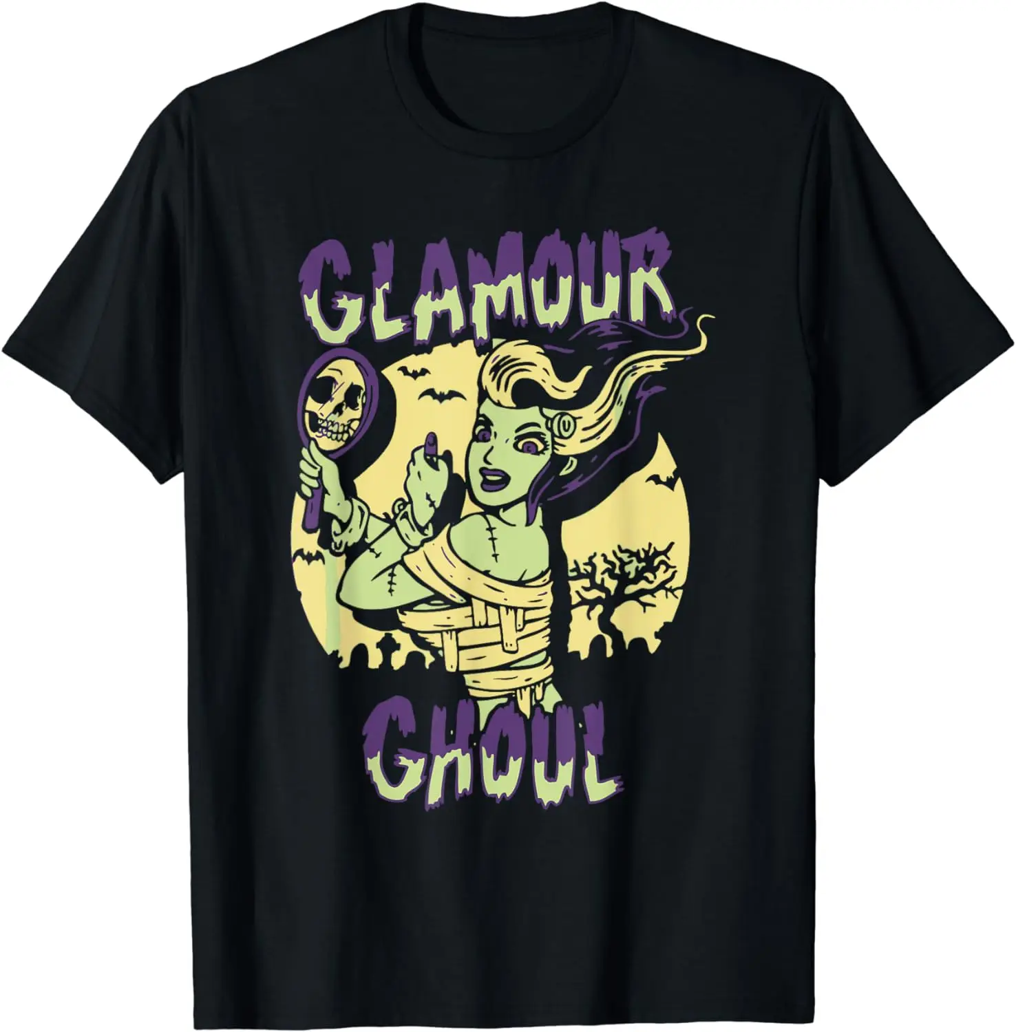 Glamour Ghoul Vintage Halloween Monster T-Shirt Short Sleeve Tops Tees Cotton Print Tshirts