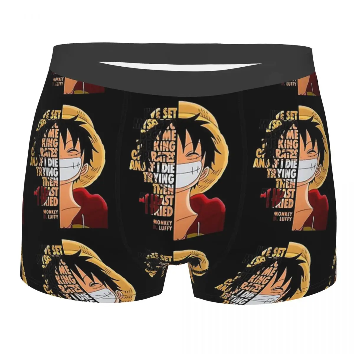 Monkey D Luffy Quotes Poster Man\'s Printed Boxer Briefs Underwear Luffy Highly Breathable High Quality Gift Idea