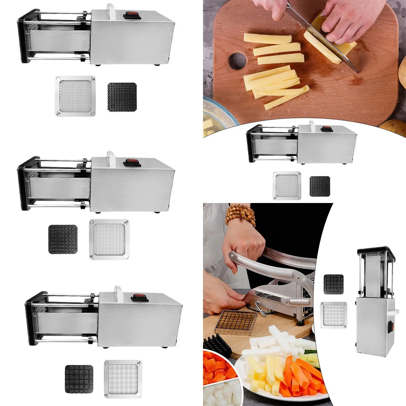 Electric French Fry Cutter Stainless Steel Effortless Save Time Potato Slicer Cutting Machine for Vegetable Cucumbers Chopper