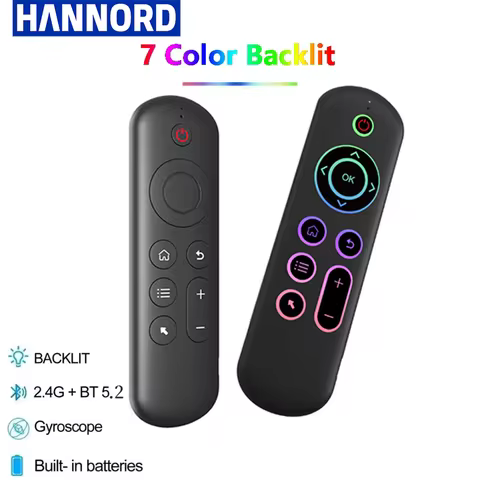 2.4G BT 5.2 Remote Control Wireless Gyroscope Air Mouse 7 Color Backlight USB Receiver Mini Keyboard for Android Smart TV Box PC