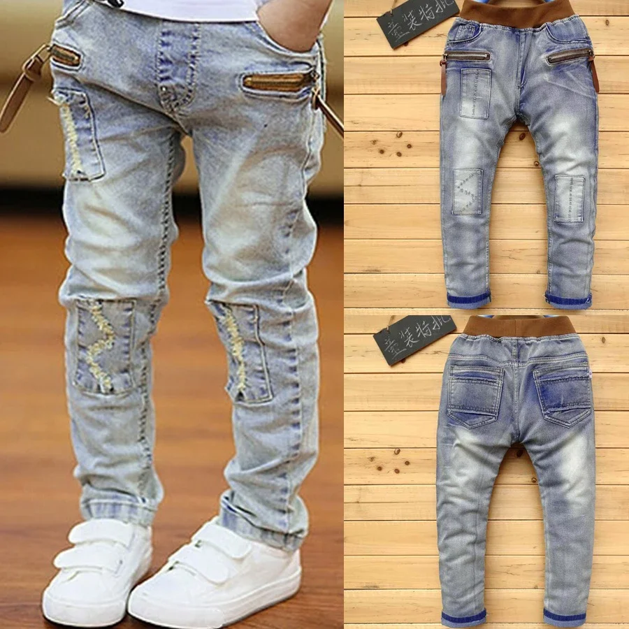 

4-11 Years Boys Clothes Slim Straight Jeans Classic Bottoms Children Denim Clothing Pants Kids Baby Boy Casual Trousers