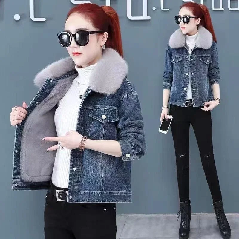 2026 Spring Autumn Women Loose Denim Jacket Korean Style Student Patchwork Jean Coat Fashion Outerwear