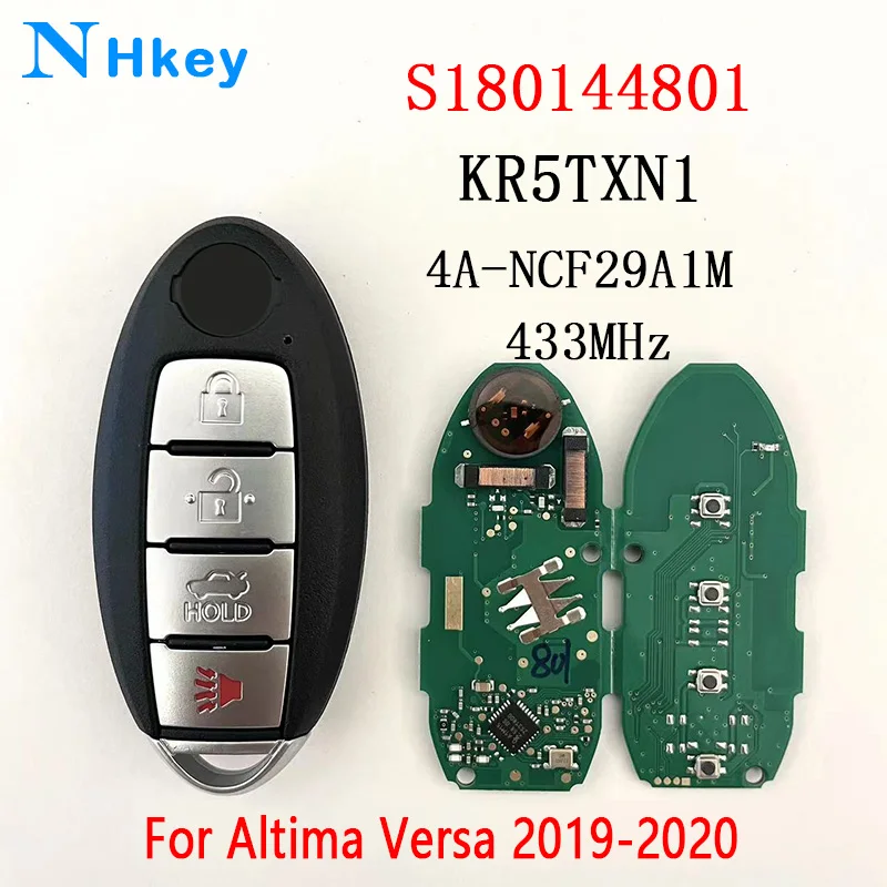 NHkey-llave remota de coche inteligente sin llave, Chip 4A Fob Original, para Nissan Altima Versa 2019, 2020, 433MHz, S180144801, KR5TXN1,