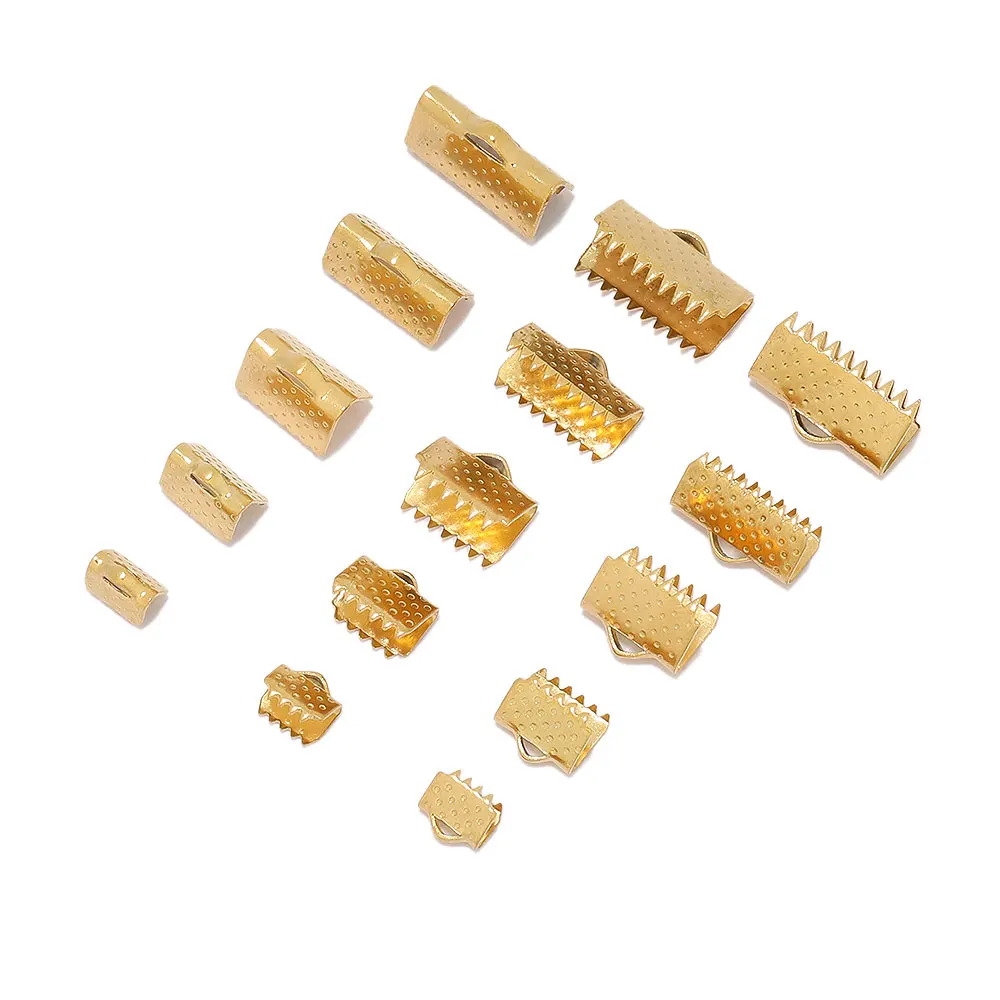 20Pcs สแตนเลสสตีล Cove Clasps สายไฟ End Caps String ริบบิ้นหนังคลิปสร้อยคอ Connectors สำหรับเครื่องประดับ DIY ทำ