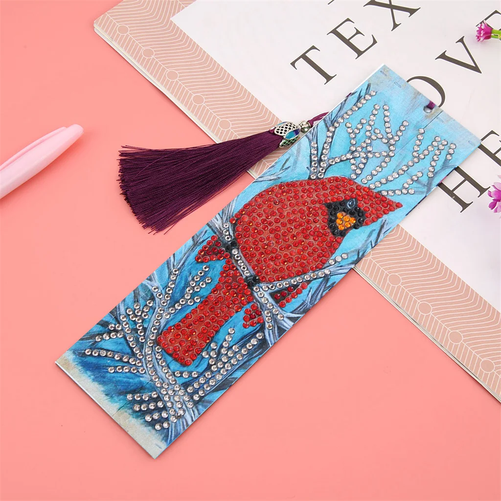 1pc/Set DIY Peacock Diamond Art Bookmarks for Adults PU Leather Crystal Rhinestones Butterfly Diamond Painting Bookmarks Kits