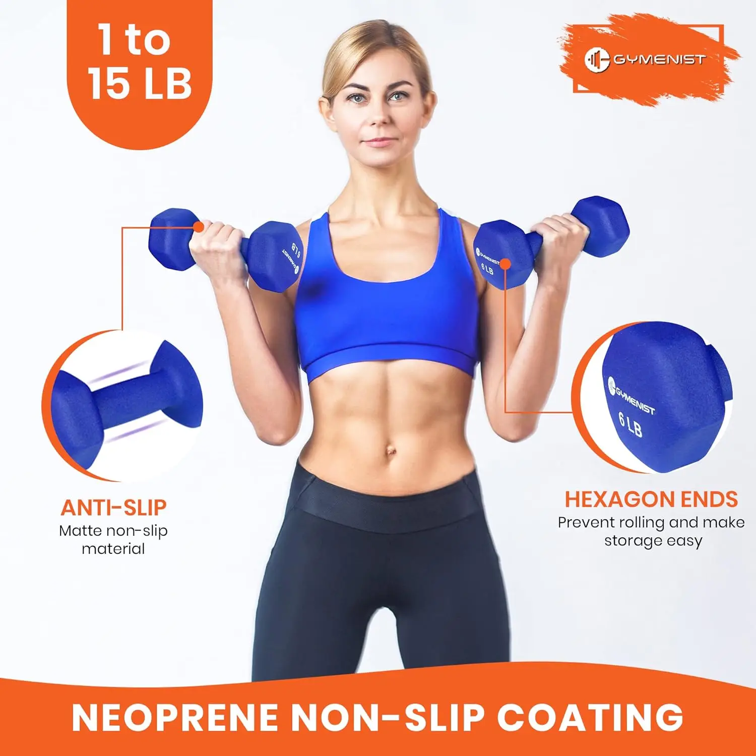滑り止めネオプレンダンベル - 2セット ホームジムフィットネスウェイト