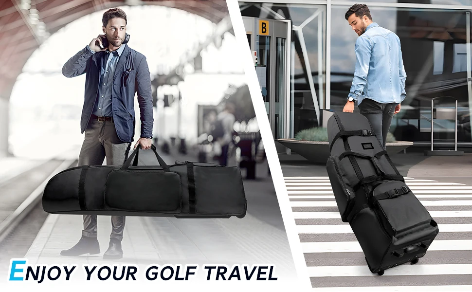 Golf-Reisetasche, robust, 900D-Polyester, Oxford, verschleißfest, ausgezeichneter Reißverschluss mit Rad, weiche Seite, faltbare Golf-Reisetasche – Detail 3