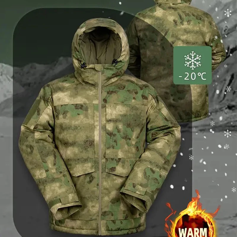 Jaqueta de inverno masculina com calça, casaco quente para outono, roupas de algodão, roupas de caça, uniforme esportivo ao ar livre, conjuntos de tamanho grande