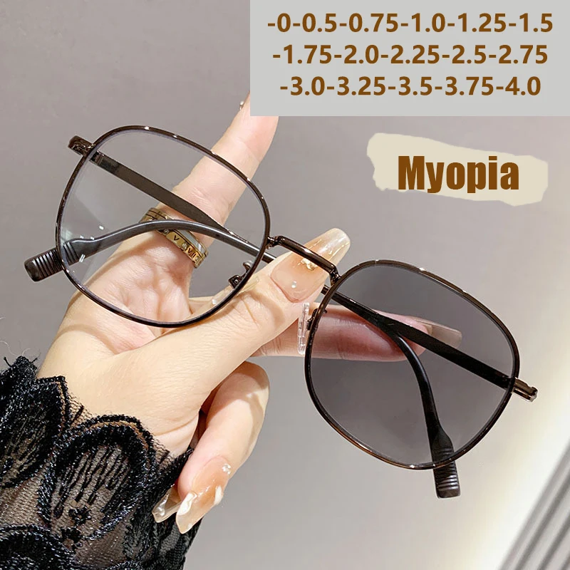 Automatische fotoempfindliche Anti-Blaulicht-Brille mit kleinem rundem Rahmen für Kurzsichtige 7759