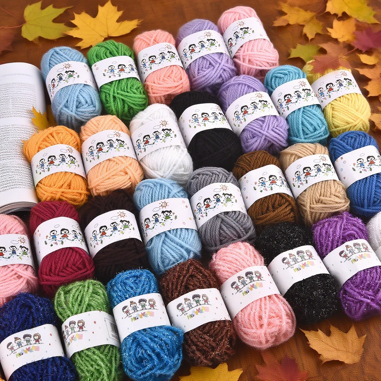 12 قطعة من لوازم الحياكة متعددة الألوان، مجموعة أدوات كروشيه للحياكة والحياكة للمبتدئين (7 جرام لكل لفة)