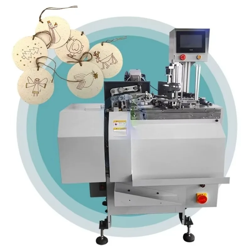 Customized Full Automatic Double hang Tag Threading Machine hang Tag String Machine with Eyelet