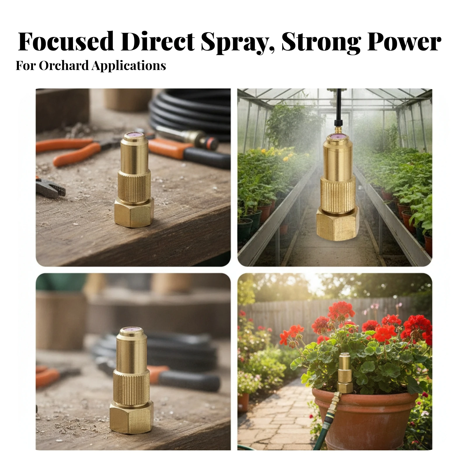 Adjustable Spray Nozzle Threaded Brass Spray Nozzle Sprayer Part Knurled Grip Outdoor Equipment Hexagonal Base