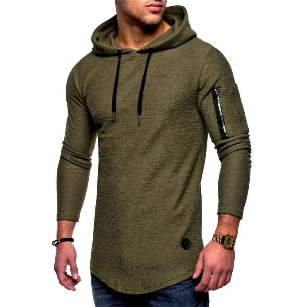 MRMT 2024 Brand New Men's Jacquard round Neck Hooded Long-Sleeved Arm Zipper Stitching Long Sweater Men's Hoodies Sweatshirts