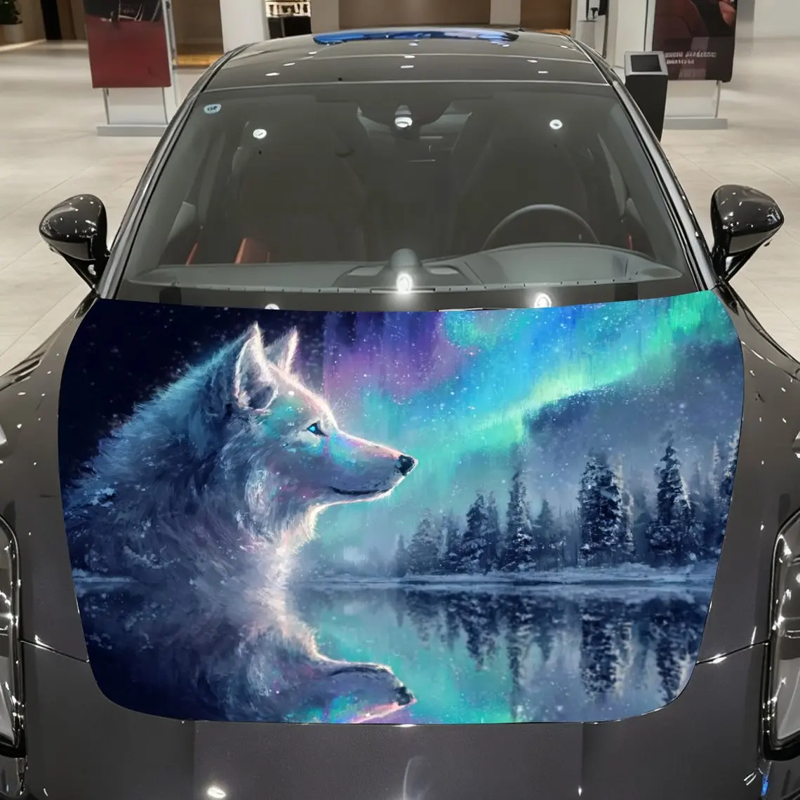 

Виниловые наклейки на капот автомобиля Aurora White Wolf, водонепроницаемые наклейки на капот автомобиля из ПВХ, самоклеящиеся устойчивые к царапинам наклейки для E