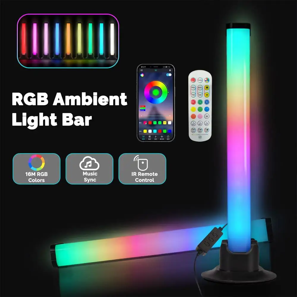 

Smart RGB Music Rhythm LED Light Bar with APP Control Sound Pickup Ambient Lamp for Gaming Desk TV Backlight Home Theater Decor