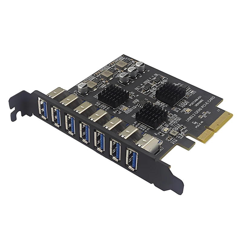 

Плата расширения PCIE 7 портов USB 3,2 GEN2 10 Гб PCI-E PCI Express X4 к USB3.2, адаптер концентратора ASM3142, плата расширения для настольного ПК