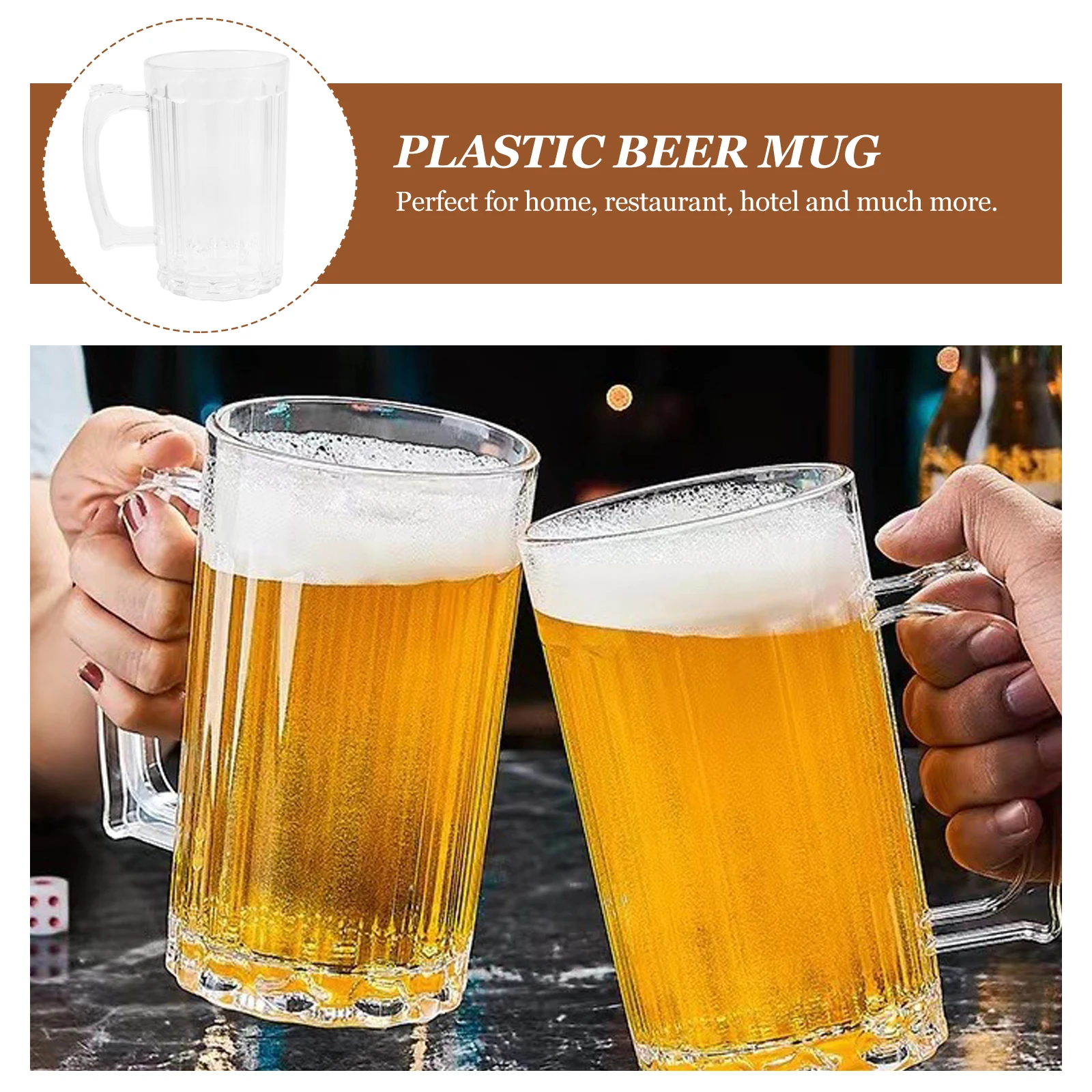 

Mug Large Capacity Beer Cup with Handle Household Plastic Mugs High Temperature Resistance for Home Restaurant for Party