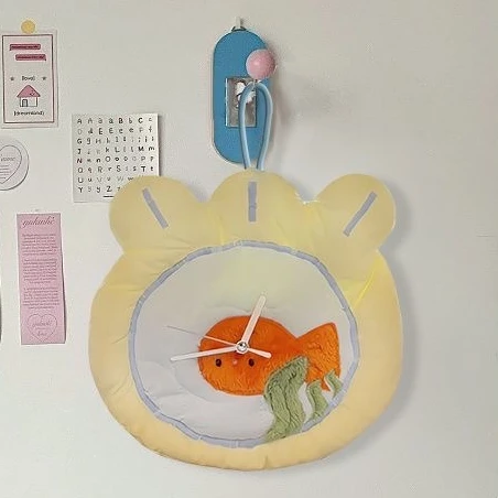 Silent Time Wall Clock Cute Cartoon Goldfish Fish Tank Artistic Simplicity Creative Decoration Wall Clock Home Decoration