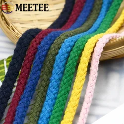 10/20/30Meters 7mm 8 Shares Round Cotton Cords Decorative Rope Twisted Braided Drawstring Ropes DIY Home Textile Craft Sewing