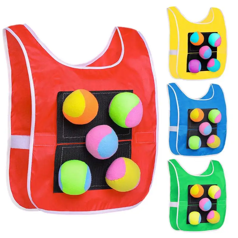 

Dodgeball Vest Game Playground Dodgeball Game for Kids with 5 Balls Parent-Child Interaction Catch Toss Soft Toy Balls Outdoor