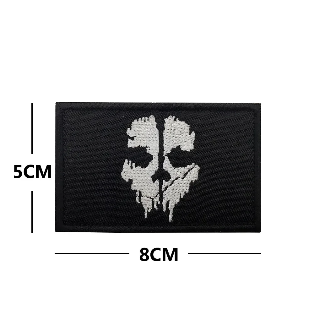 Call of Duty Ghost Mask PVC Patches for Clothing Embroidered Morale Badge Tactical Backpack Sticker Military Armband