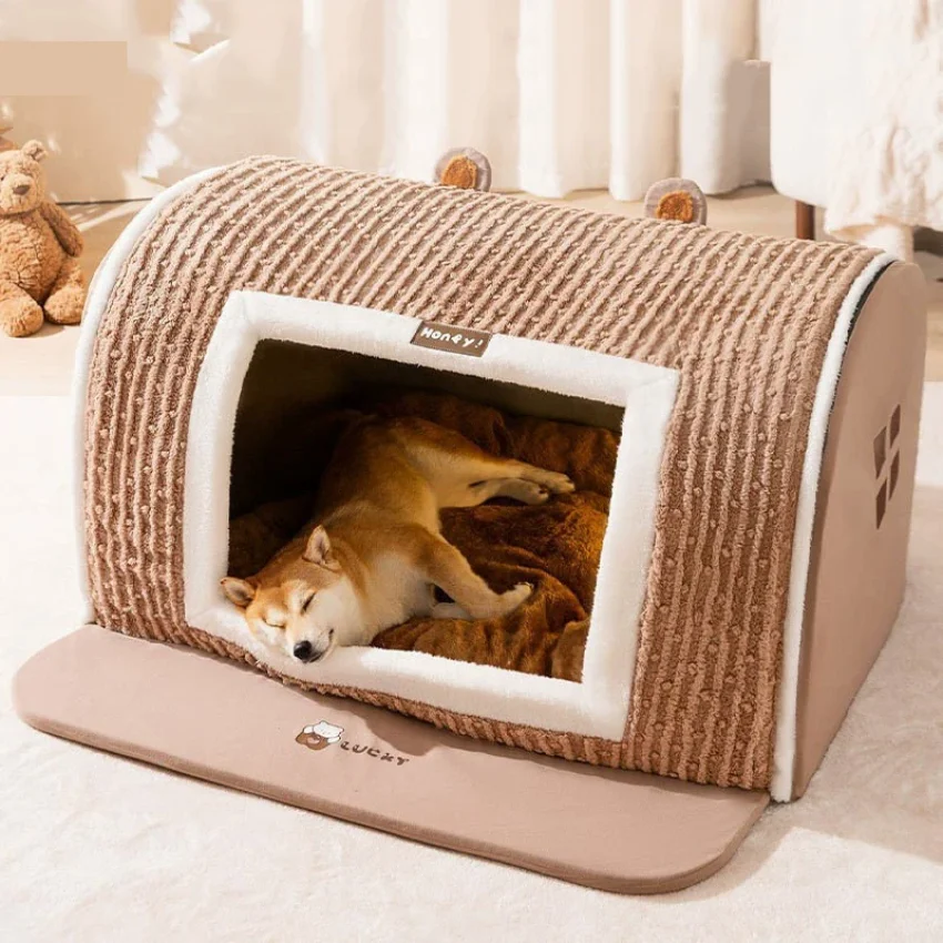 

winter Dog Kennel Warm Dog House Mat Detachable Washable Dogs Bed Nest Deep Sleep Tent for Medium Large Dogs House dog Supplies