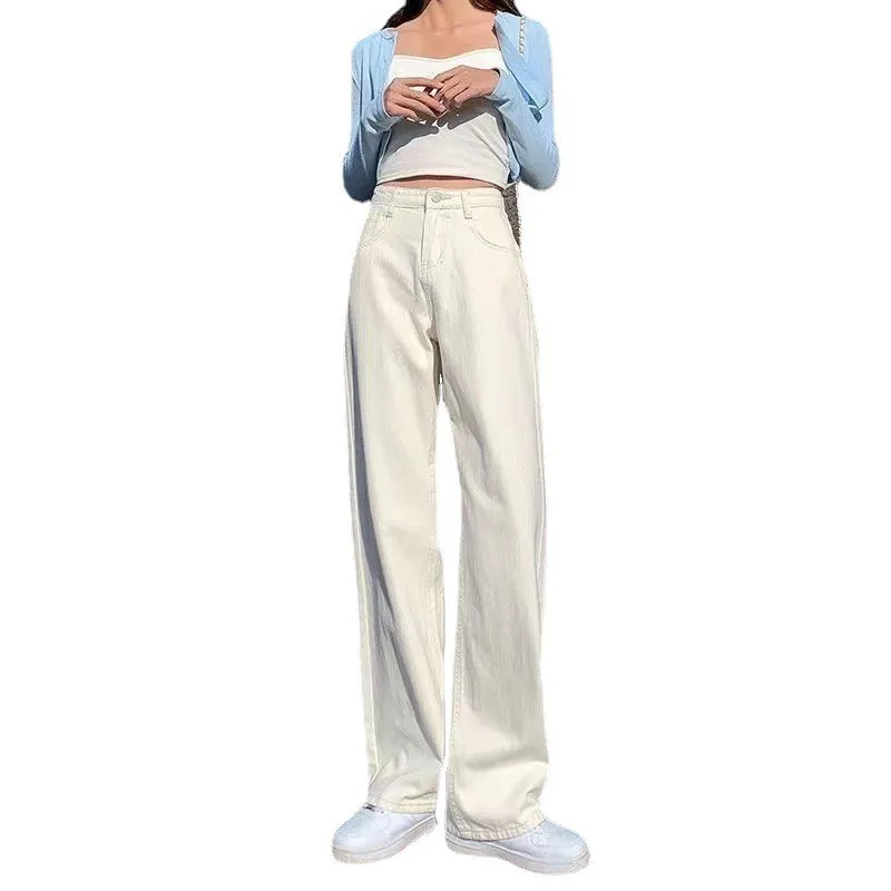 Wide-leg Straight Jeans Women's 2025 Spring New High-waisted Thin Small Drape Pants