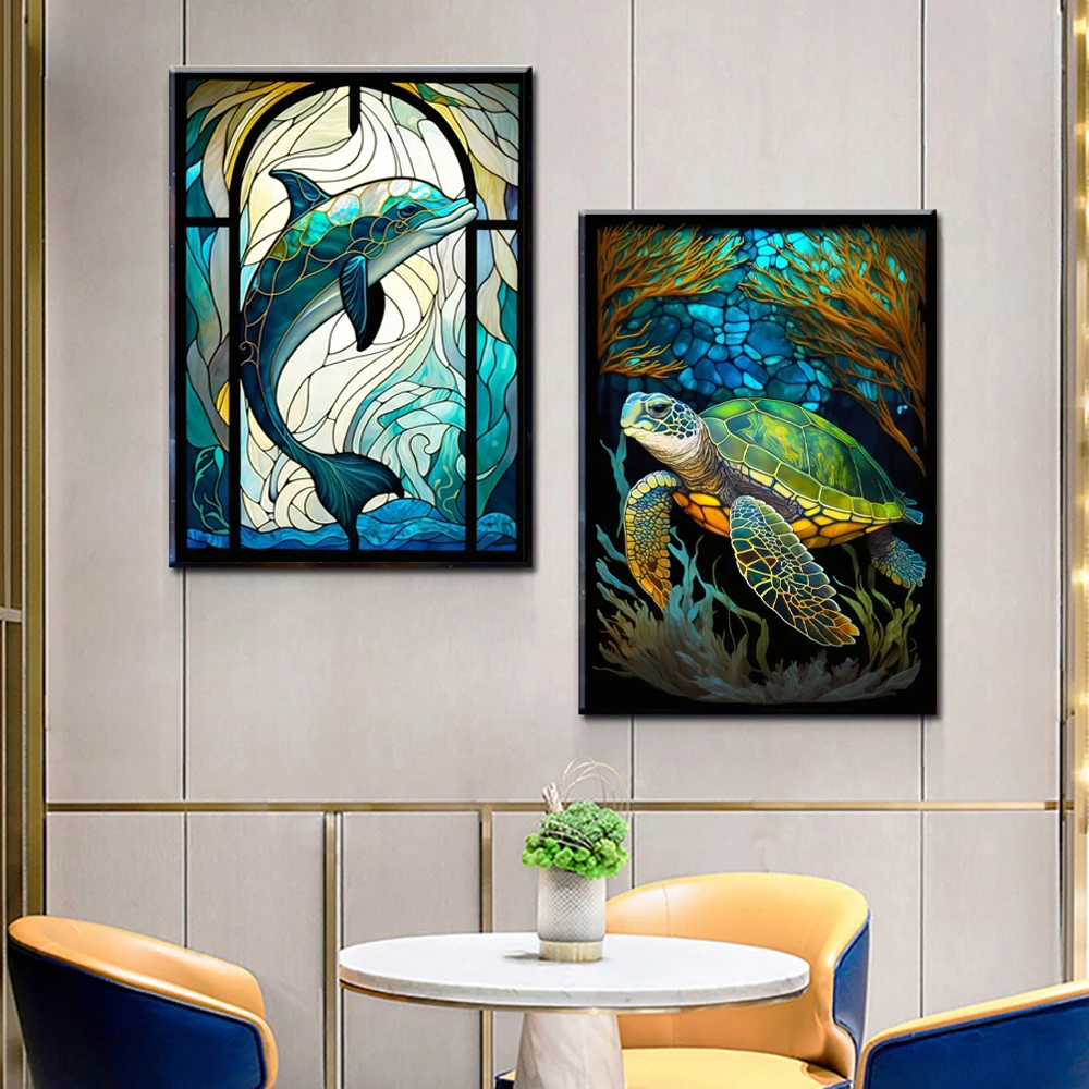 AB Velvet 5D DIY 90 Colors Diamond Painting Seahorse Dolphin Full Square Round Animals Mosaic Cross Stitch Kit Home Decor Gift