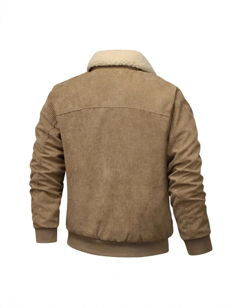 Men's jacket with velvet cotton workwear, casual jacket, men's coat, autumn and winter new style corduroy