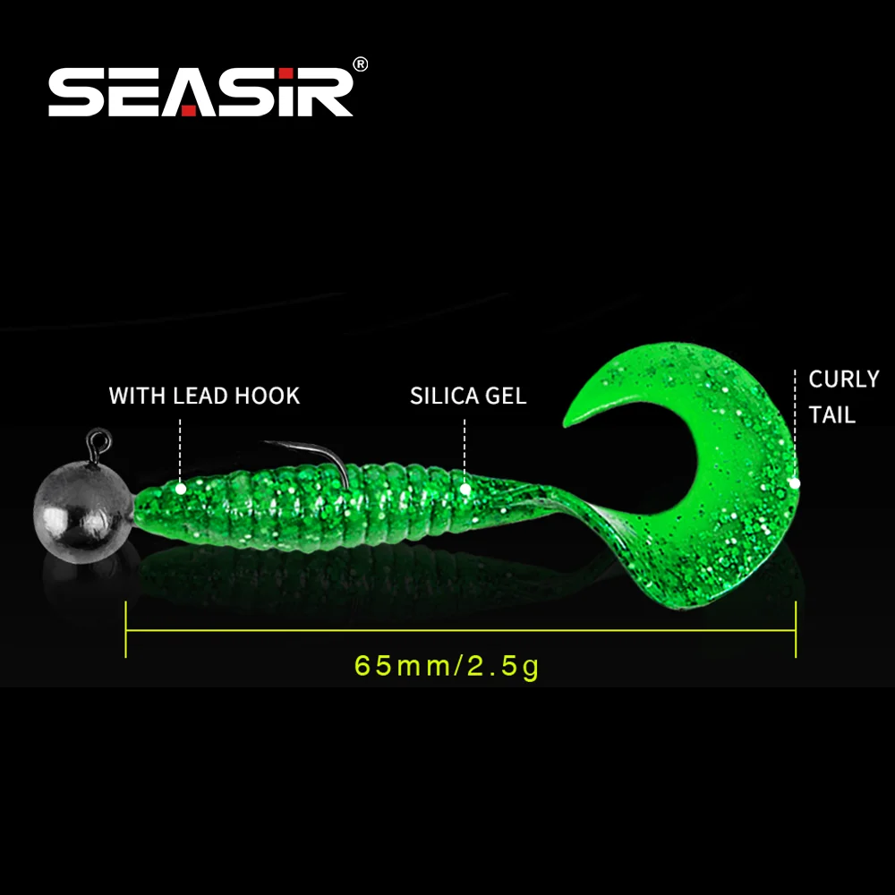 SEASIR 5pcs Curved Bottom Silicone Bait 65mm 2.5g Artificial Fishing Lures Soft Bait Fishing Gear