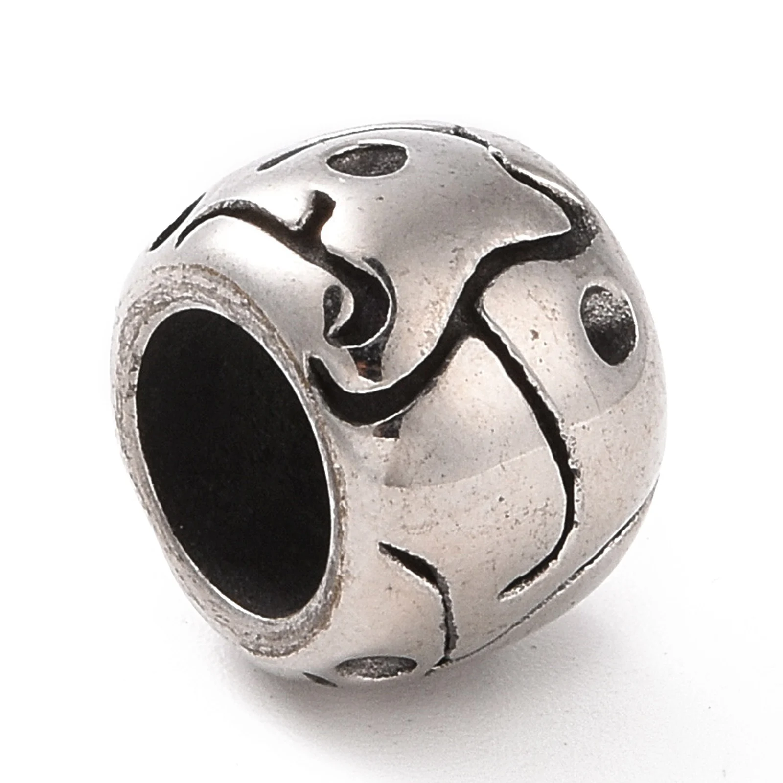 10pcs 304 Stainless Steel Metal Loose Spacer Beads Large Hole Charm Beads for Jewelry Making DIY Bracelet Necklace Supplies