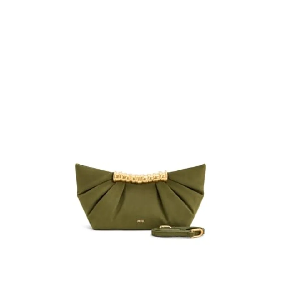 

Women's clutch for evening events, polyester pleated design in black, lightweight and structured with secure magnetic closure