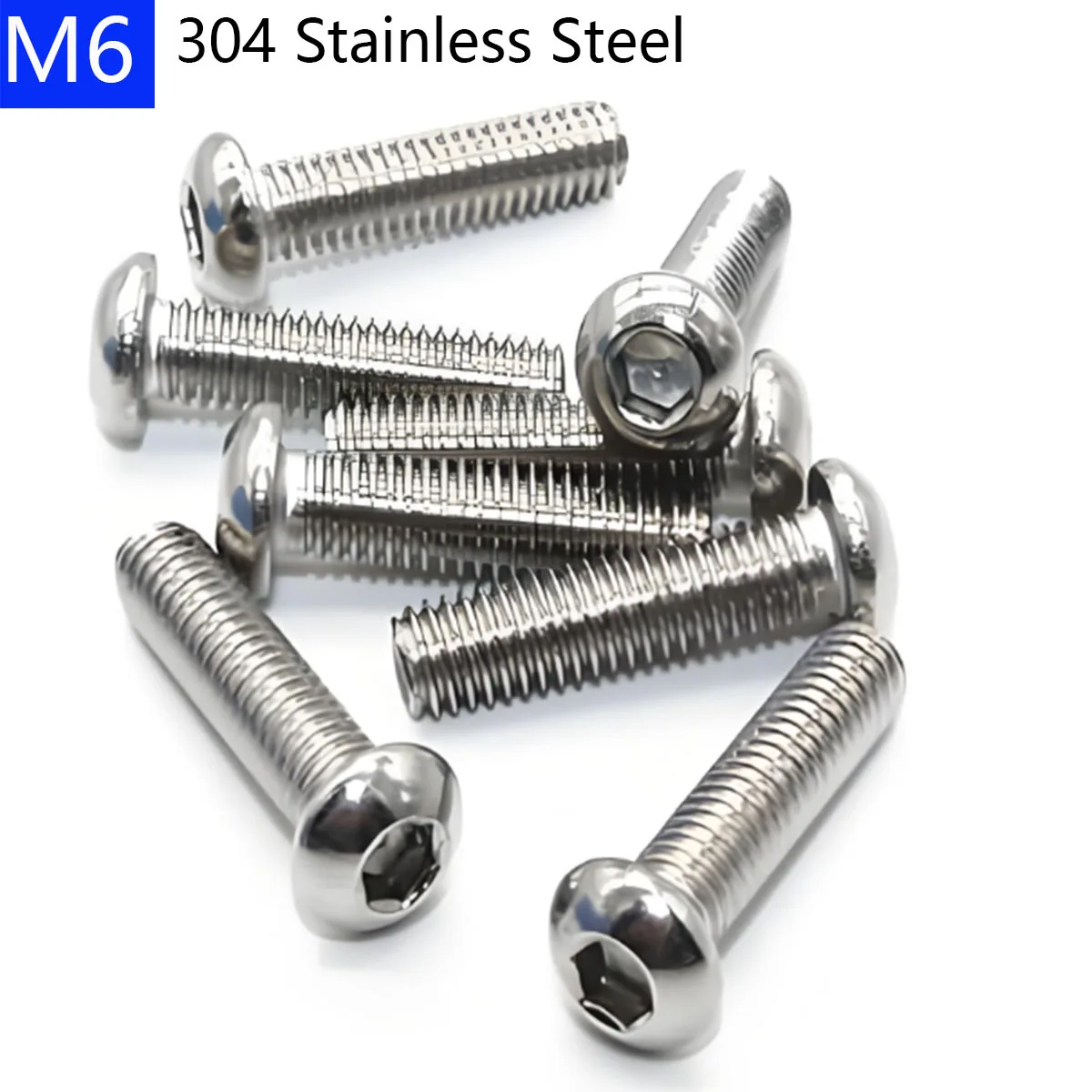 M6 - 1.0 316 Stainless Steel  A4 - 70 Button Head Socket Cap Screws Bolts DIN 9427  ISO7380