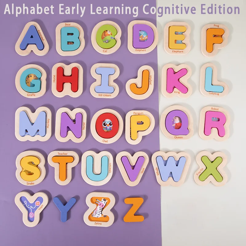 Wooden Children's Alphabet Matching Puzzle, Early Childhood Education, English Enlightenment, Educational Toys