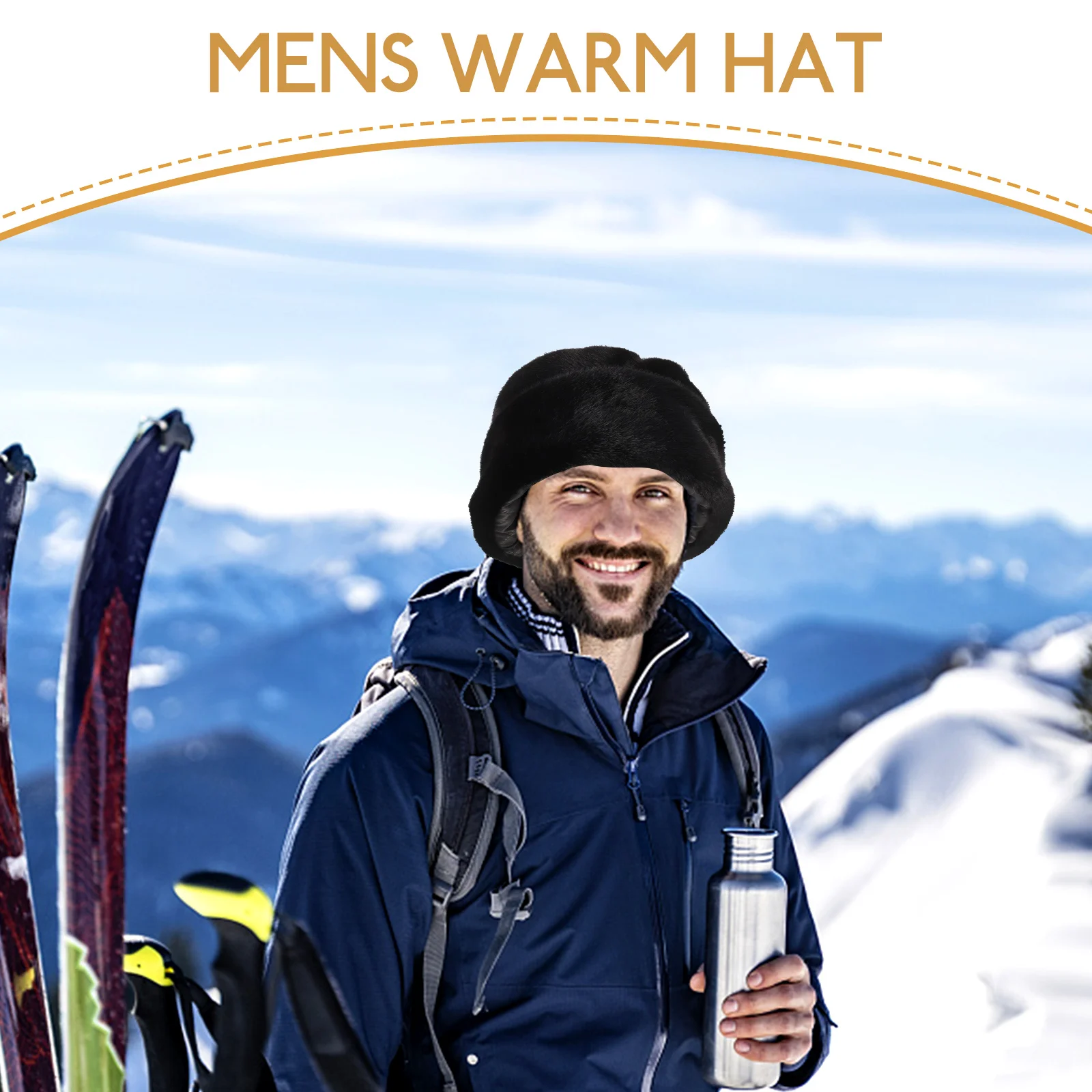 

Russian Water Faux Hat Mens Warm Vintage Style Outdoor Clothing Cap Casual Headwear Russian Hat Cap