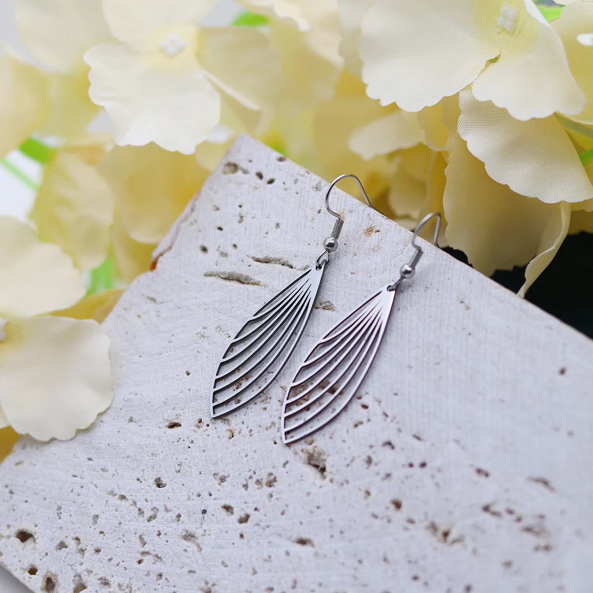 Kinitial Trendy Geometrische Blatt Baumeln Ohrringe Edelstahl Ohrringe Minimalistischen Frauen Schmuck Geburtstag Geschenk Für Freund