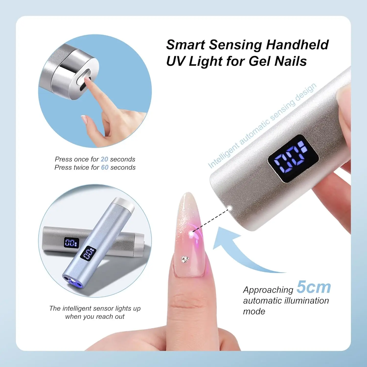 مصباح أظافر ذكي جديد بالأشعة فوق البنفسجية لعام 2025، مصباح LED صغير لعلاج طلاء الجل
