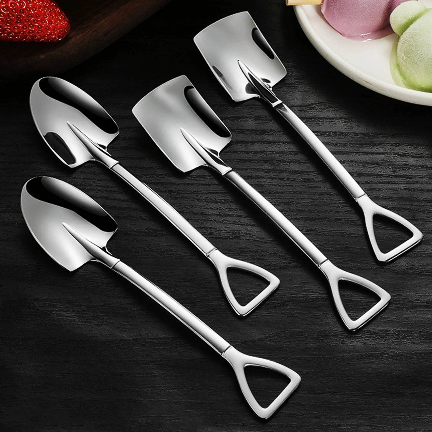 RUAI 9-компонентная лопата, ложка, вилка, лопата, кофейная ложка, ручка лопаты, десертная ложка, ложка для мороженого, форма лопаты, вилка, вилка для фруктов