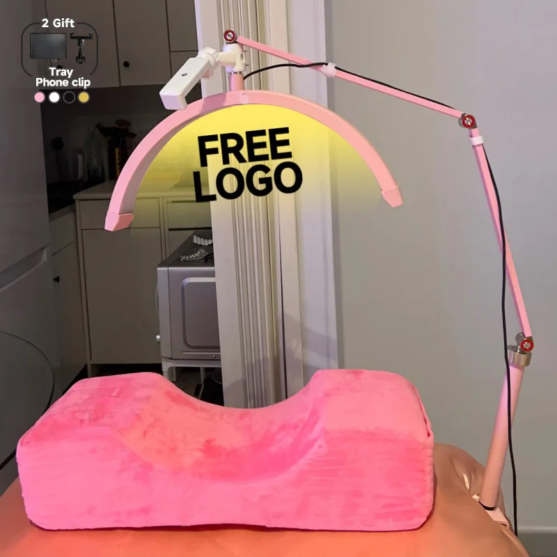 2025 Custom LOGO 16-inch 24w Modern Half Moon LED Nail Table Facial Bed Clip-on Lamp for Salon Lash Extension Tattoo Eyebrow