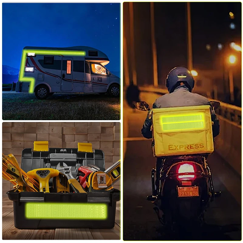 Nastro di avvertimento riflettente Roadstar, adesivo autoadesivo per auto brillante, giallo fluorescente, visibilità di sicurezza, larghezza 50 mm
