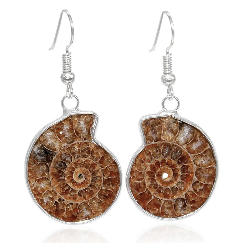 Pendientes de piedra Natural hechos a mano para mujeres y niñas, aretes bohemios con forma de caracol, concha de océano, regalo de joyas de fiesta