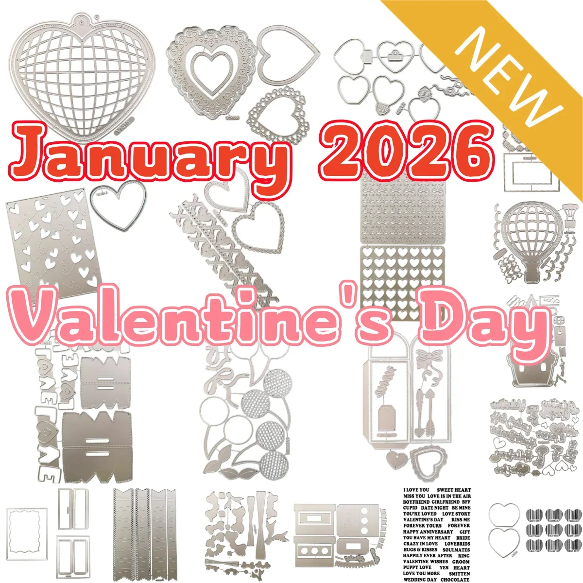 

New 2026 January Valentine Metal Cutting Dies Clear Stamps for DIY Making Card Scrapbook Embossed Paper Album Craft Supplies